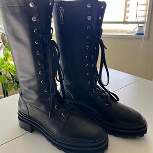 SCHUTZ Black Lace-Up Platform Combat Boots